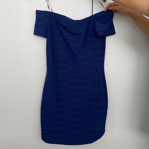 windsor off the shoulder mini body con dress